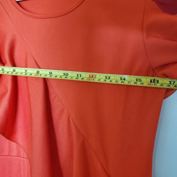 NWOT SHEIN Mulvari Ruffle Trim Butterfly Sleeve Dress - Orange Red - Size Small - Picture 8 of 12